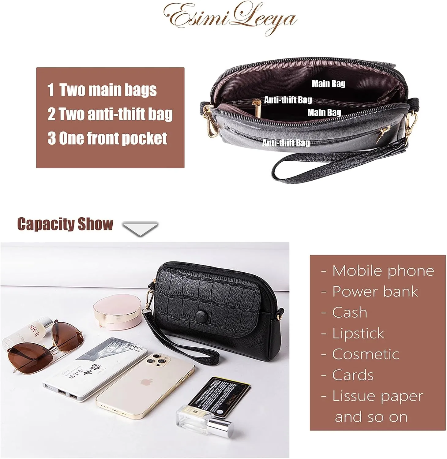 Small Cross Body Bag for Woman Crossbody Wallet Purse Mini handbags with Wristlet Strap