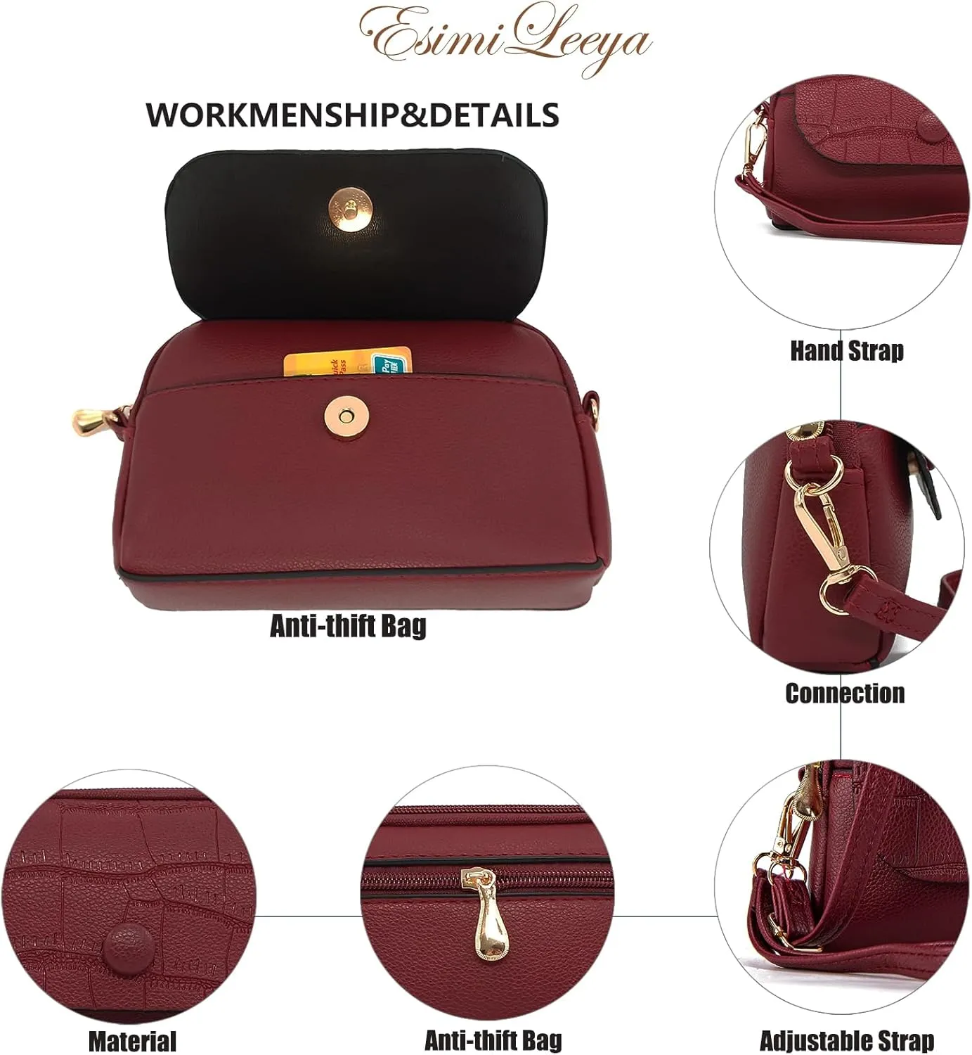Small Cross Body Bag for Woman Crossbody Wallet Purse Mini handbags with Wristlet Strap