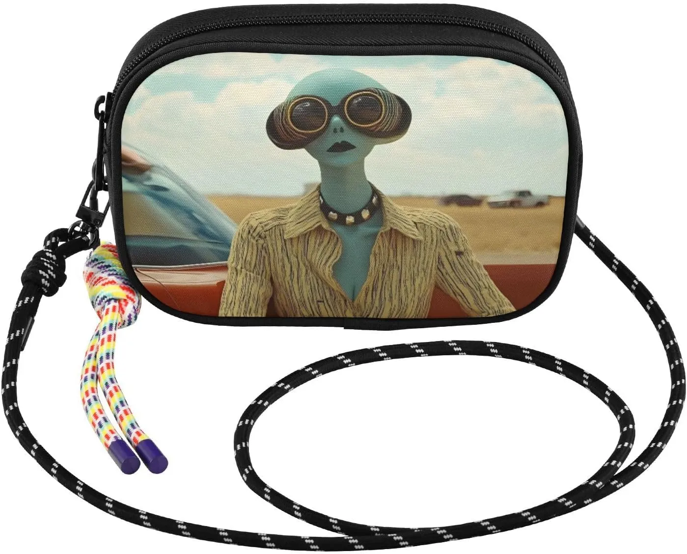 Small Crossbody Bags Alien Car Retro for Women Cell Phone Purses Shoulder Bag Handbag with Adjustable Strap