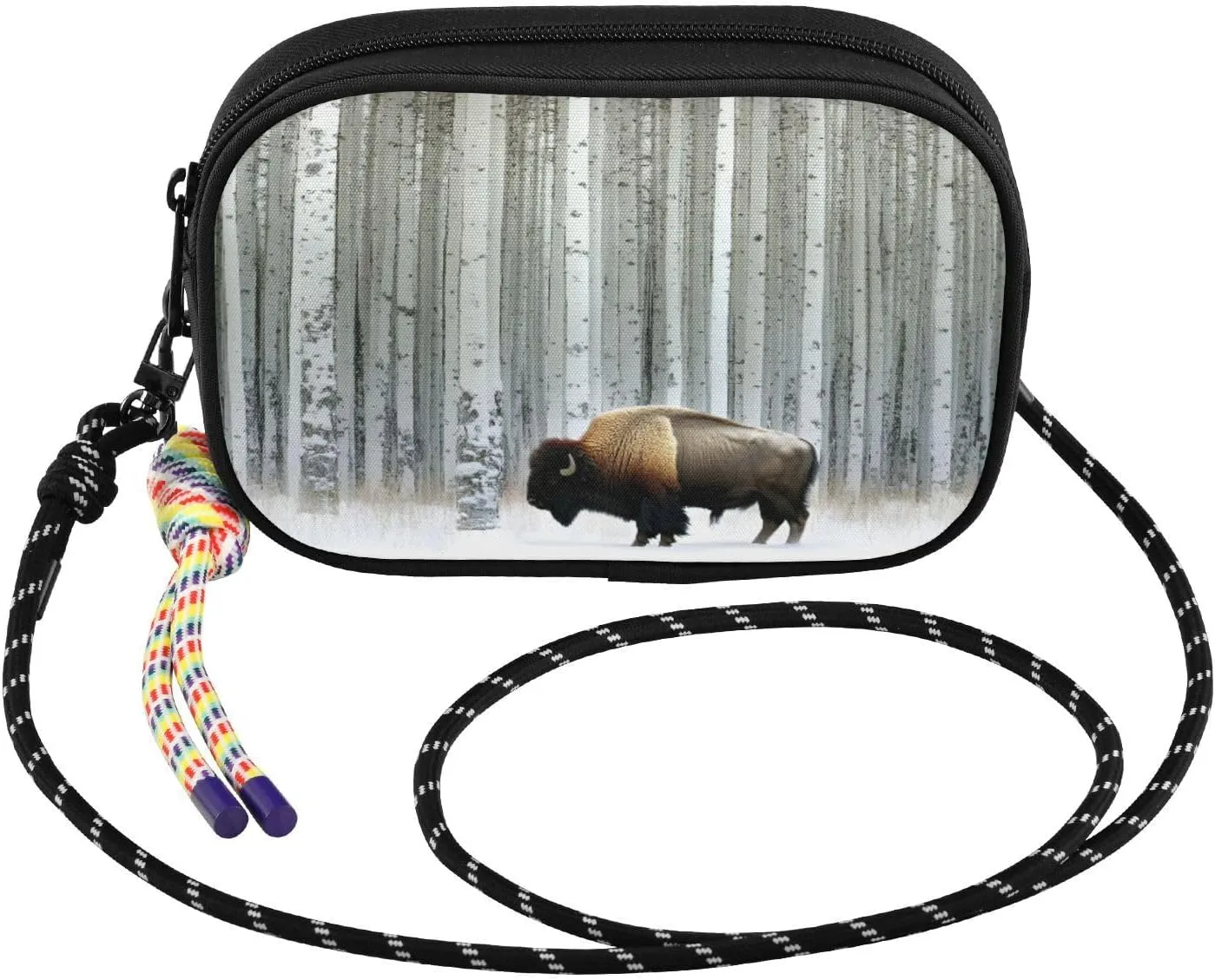 Small Crossbody Bags Bison Forest Snow for Women Cell Phone Purses Women's Shoulder Handbag Wallet Purse