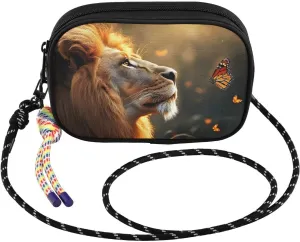 Small Crossbody Bags Butterfly Lion Portrait for Women Cell Phone Purses Shoulder Bag Handbag with Adjustable Strap