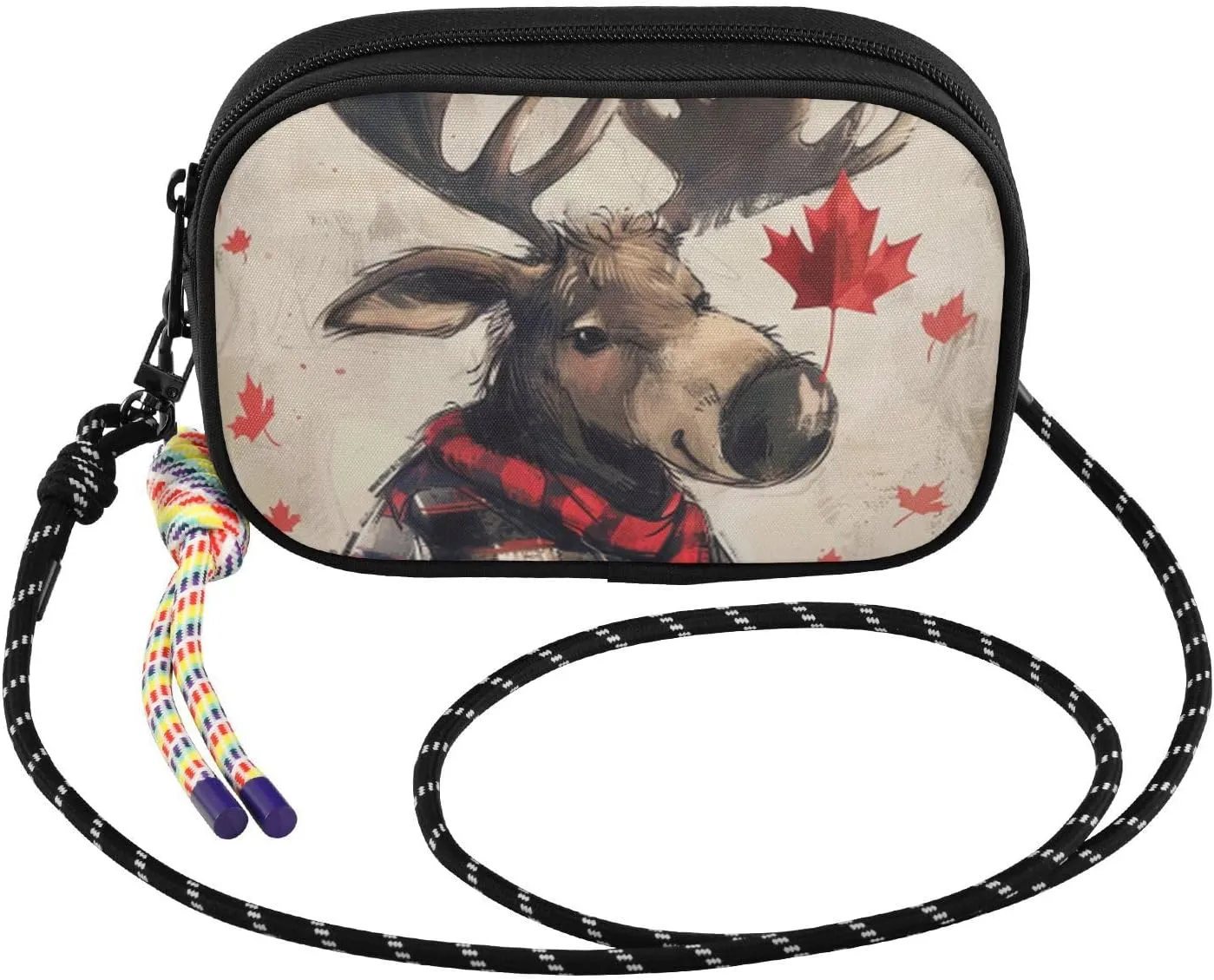 Small Crossbody Bags Cute Moose Maple Leaf for Women Cell Phone Purses Shoulder Bag Handbag with Adjustable Strap