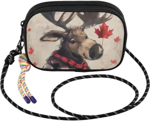 Small Crossbody Bags Cute Moose Maple Leaf for Women Cell Phone Purses Shoulder Bag Handbag with Adjustable Strap