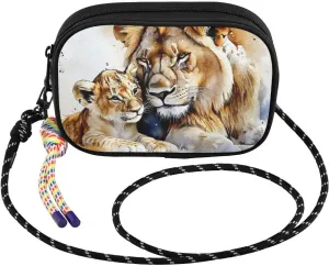Small Crossbody Bags Lion Watercolor Cute for Women Cell Phone Purses Shoulder Bag Handbag with Adjustable Strap