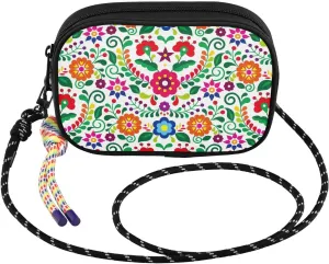 Small Crossbody Bags Mexican Folk Colorful Flower Small Lightweight Cell Phone Purse