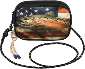 Small Crossbody Bags Trout American Flag for Women Cell Phone Purses Shoulder Bag Handbag with Adjustable Strap