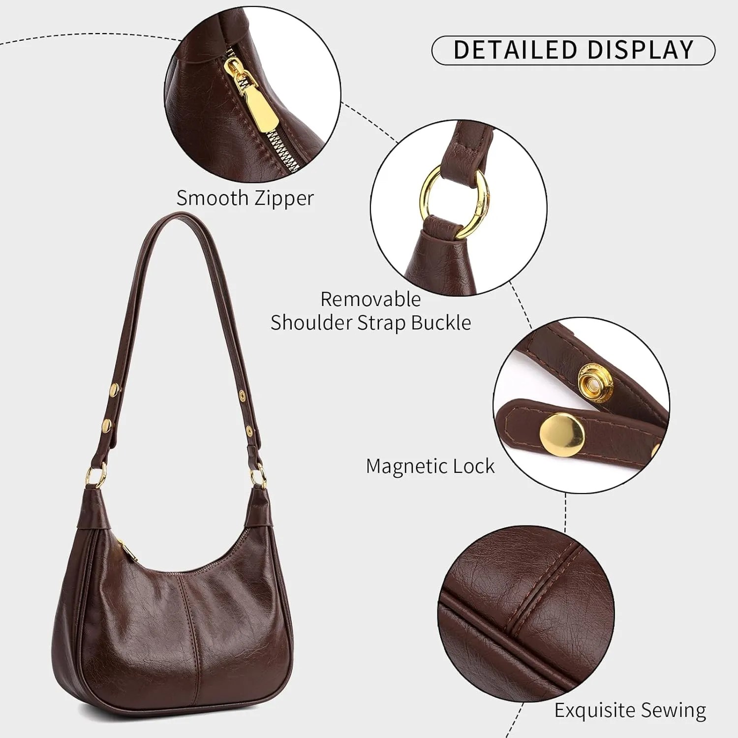 Small Hobo Bags Retro Crescent Shoulder Purse Women Soft Crossbody Handbag