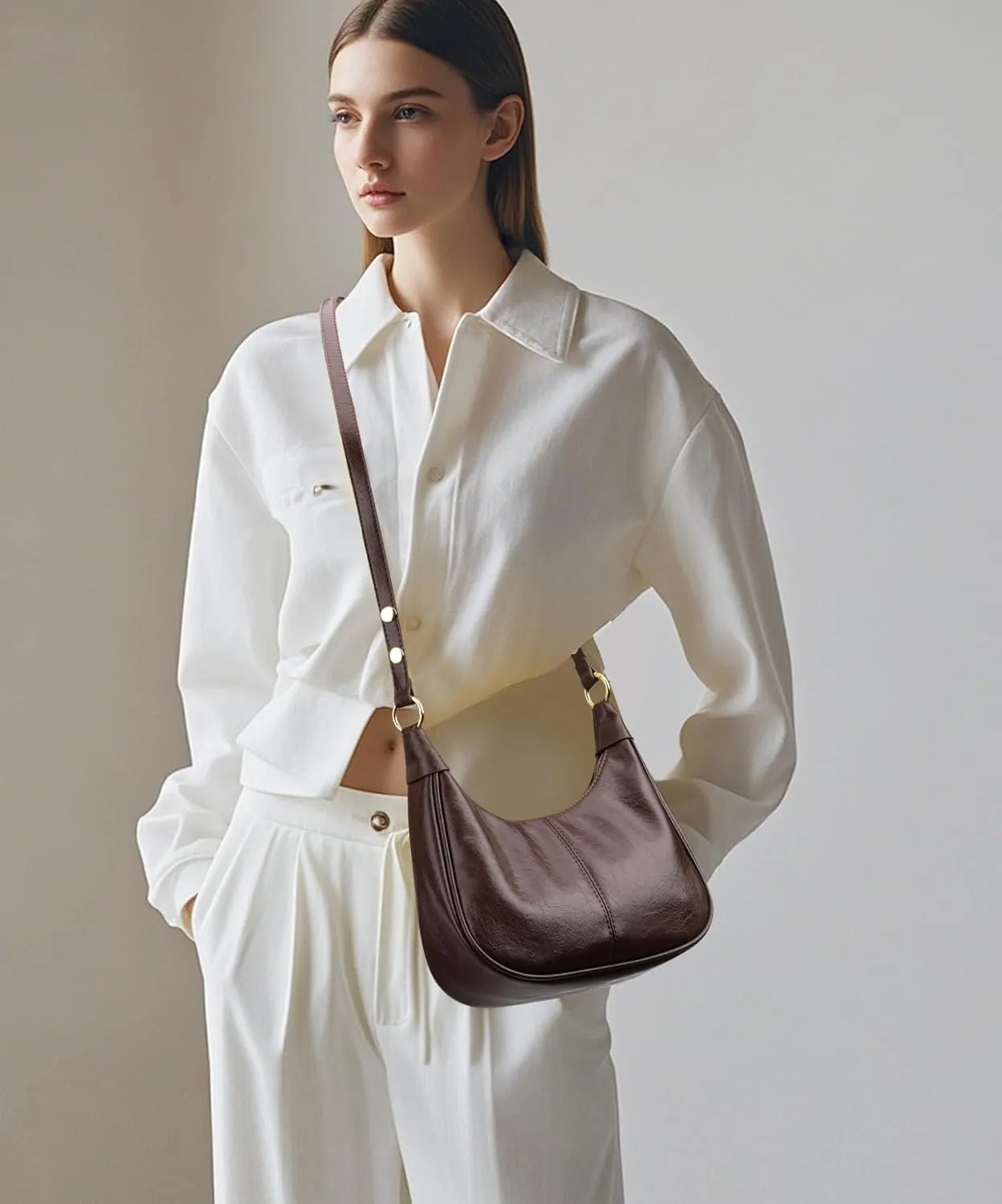Small Hobo Bags Retro Crescent Shoulder Purse Women Soft Crossbody Handbag