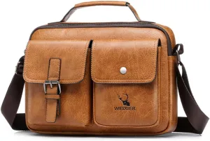 Small Leather Sling Shoulder Bag Crossbody Messenger Pack for Men Women Outdoor Travel Cycling