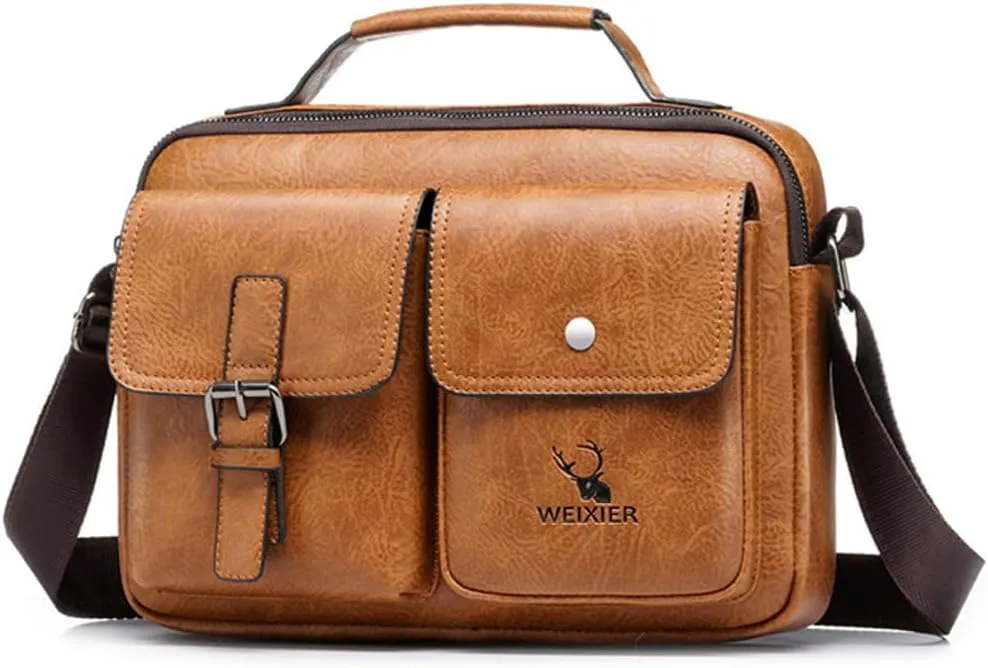 Small Leather Sling Shoulder Bag Crossbody Messenger Pack for Men Women Outdoor Travel Cycling