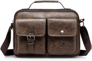 Small Leather Sling Shoulder Bag Crossbody Messenger Pack for Men Women Outdoor Travel Cycling