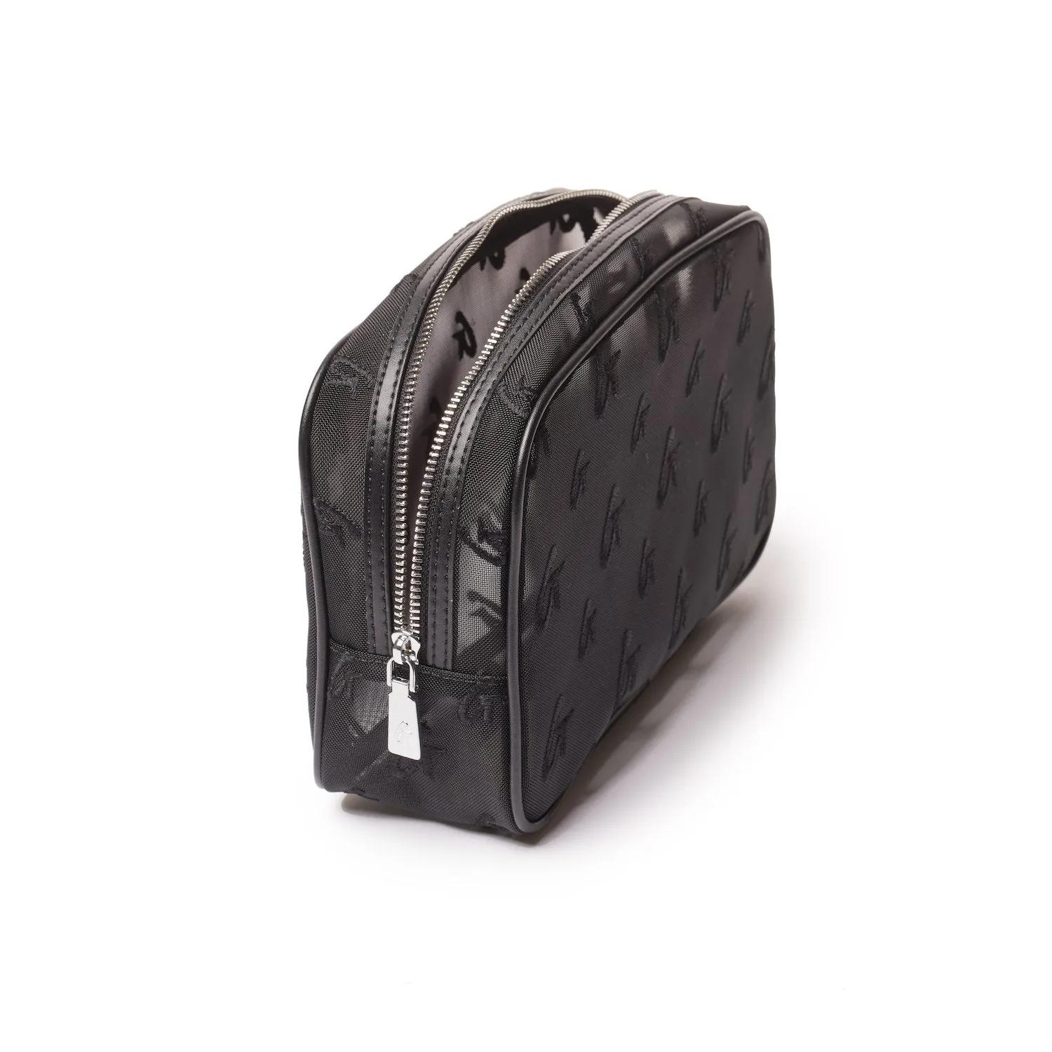 SMALL MESH MONOGRAM TOILETRY BAG - BLACK