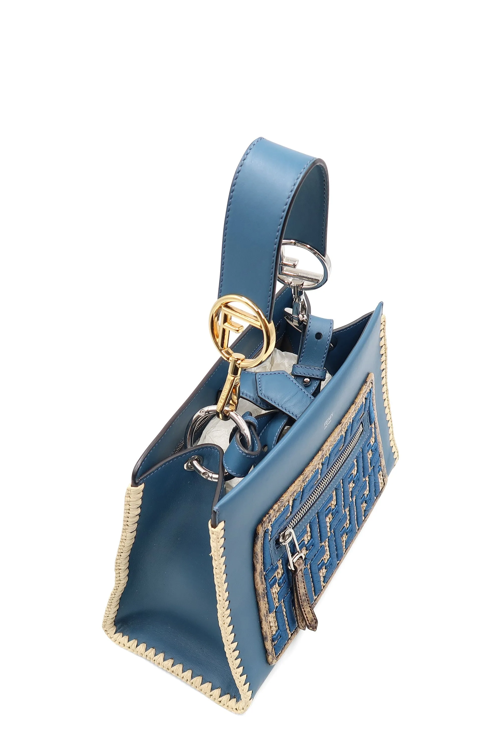 Small Snakeskin-Trimmed Runaway Blue