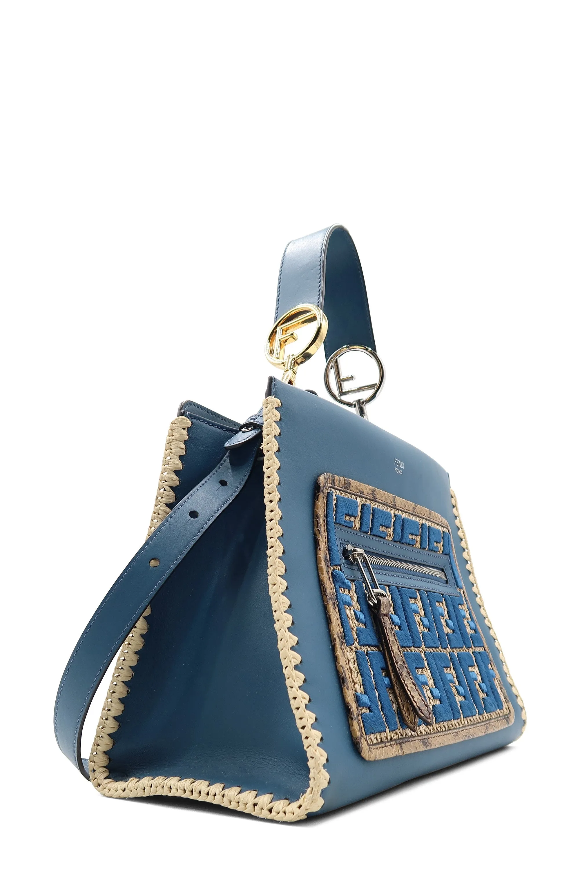 Small Snakeskin-Trimmed Runaway Blue