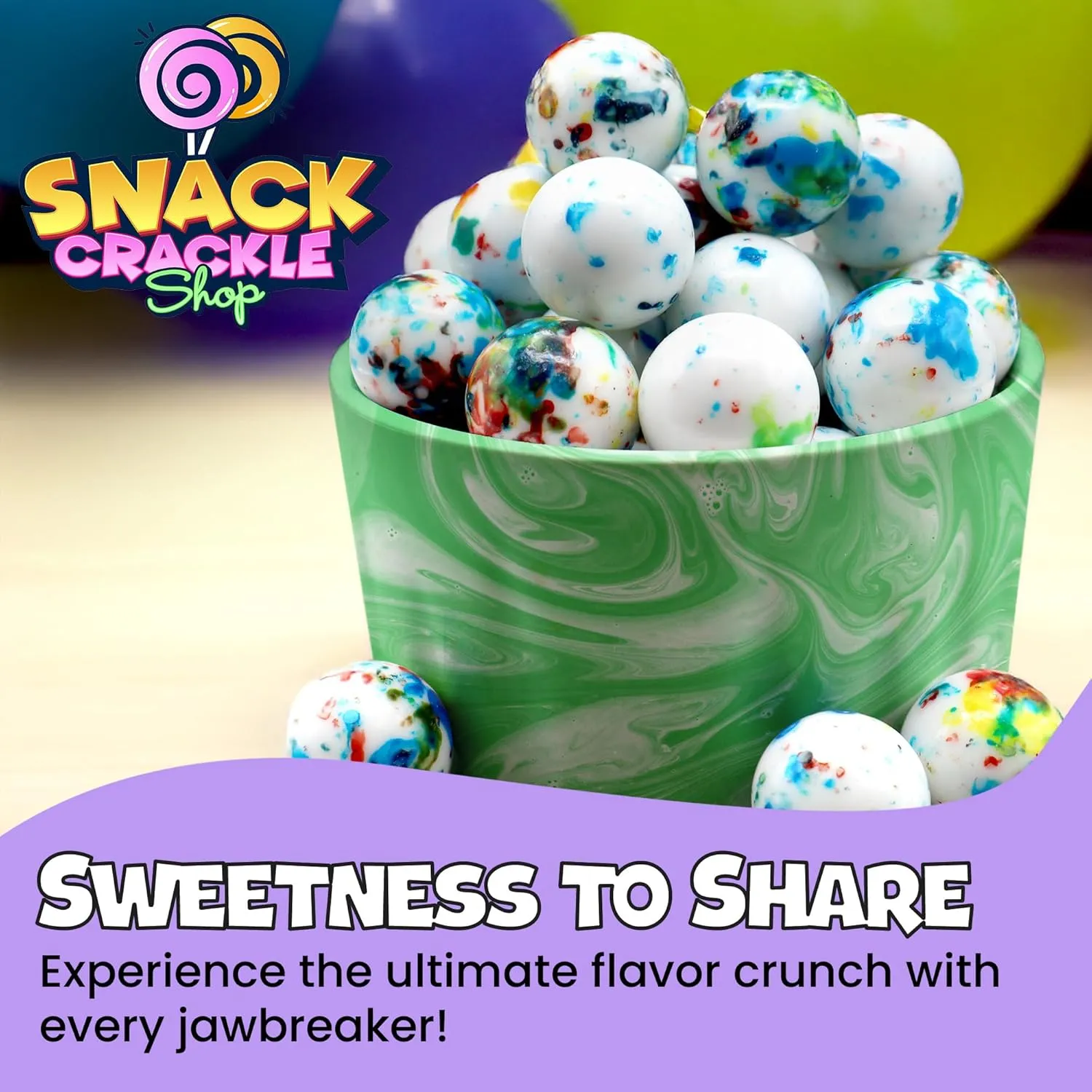 SnackCrackleShop Jawbreakers (Psychedelic Bruiser 1 Inch, 1 Pound, Approx. 32 Pieces)