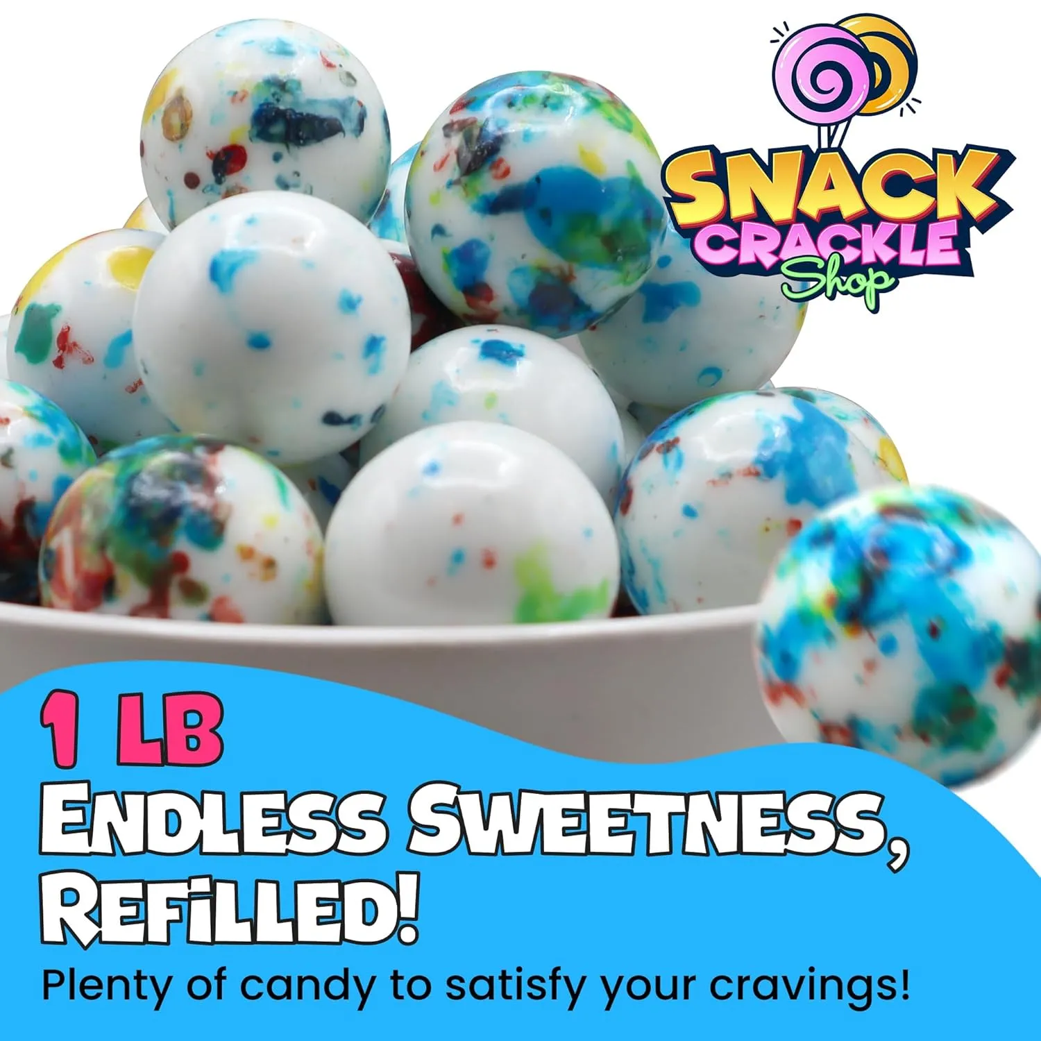 SnackCrackleShop Jawbreakers (Psychedelic Bruiser 1 Inch, 1 Pound, Approx. 32 Pieces)