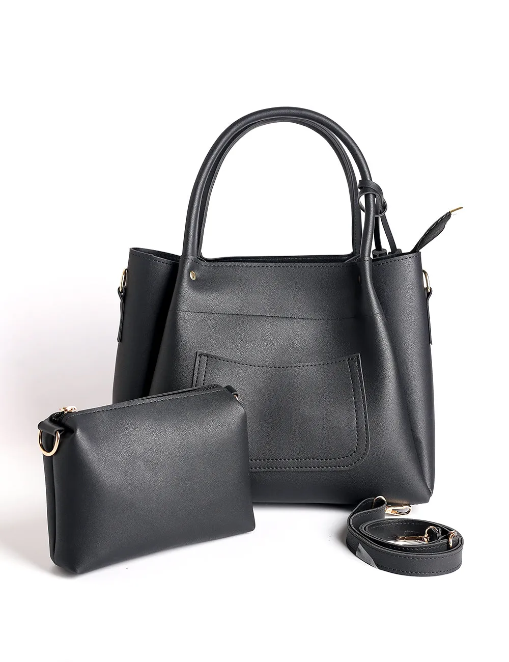 Soft Ivory Tote Bag Black (2 Piece)