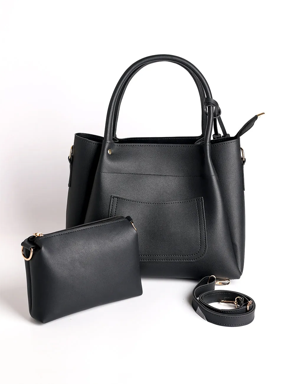 Soft Ivory Tote Bag Black (2 Piece)