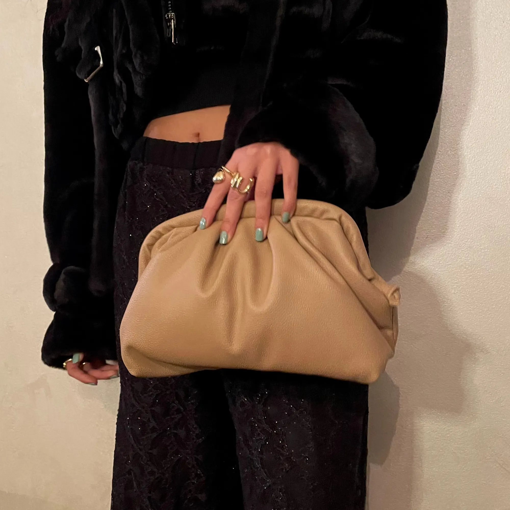 Soft Pouch Clutch beige Crossbody Bag