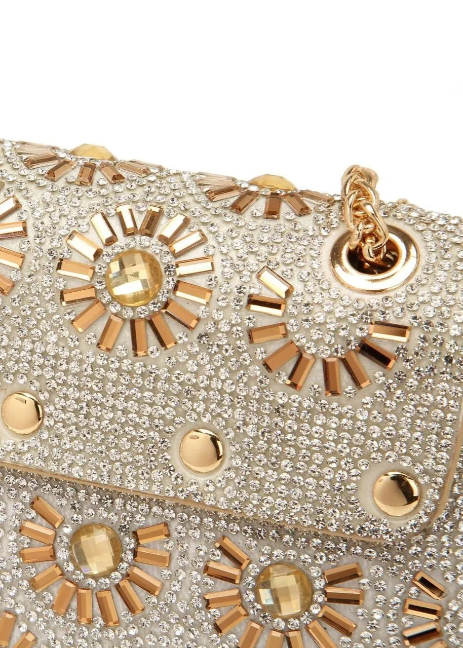 Soleil - Gold Crystal Chain Shoulder Bag