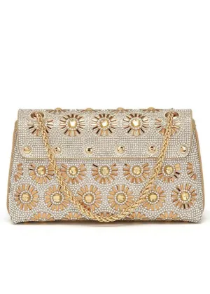 Soleil - Gold Crystal Chain Shoulder Bag