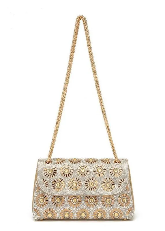 Soleil - Gold Crystal Chain Shoulder Bag