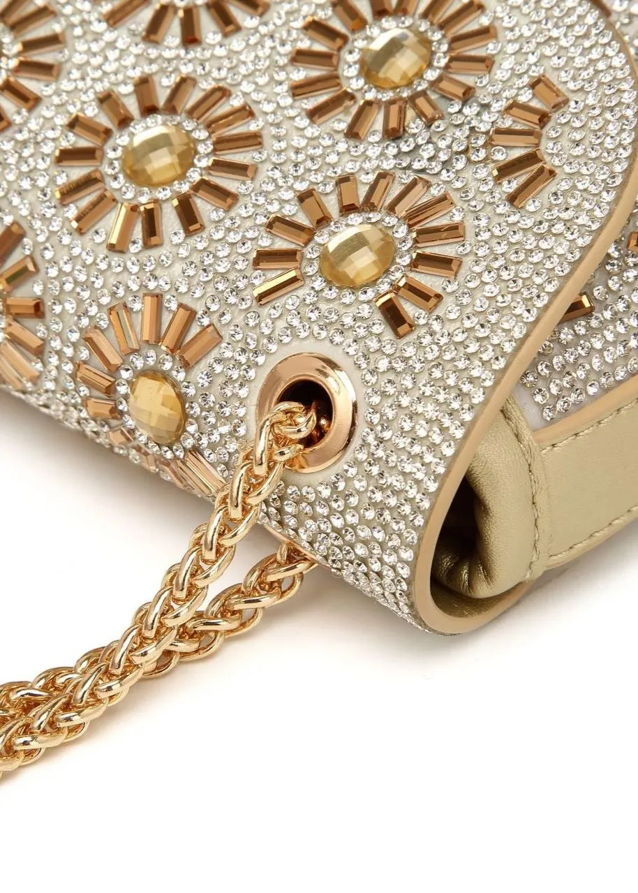 Soleil - Gold Crystal Chain Shoulder Bag