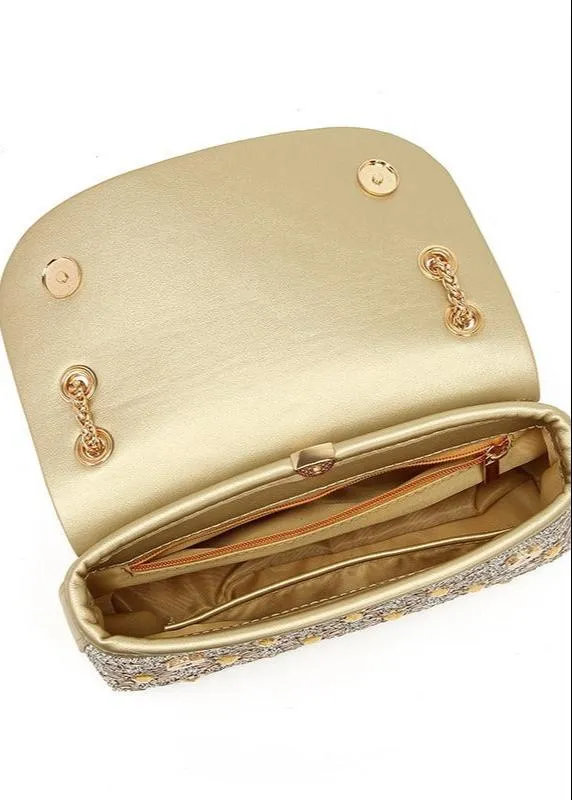 Soleil - Gold Crystal Chain Shoulder Bag