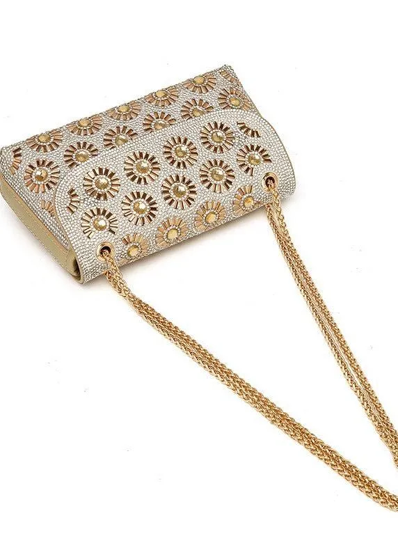 Soleil - Gold Crystal Chain Shoulder Bag