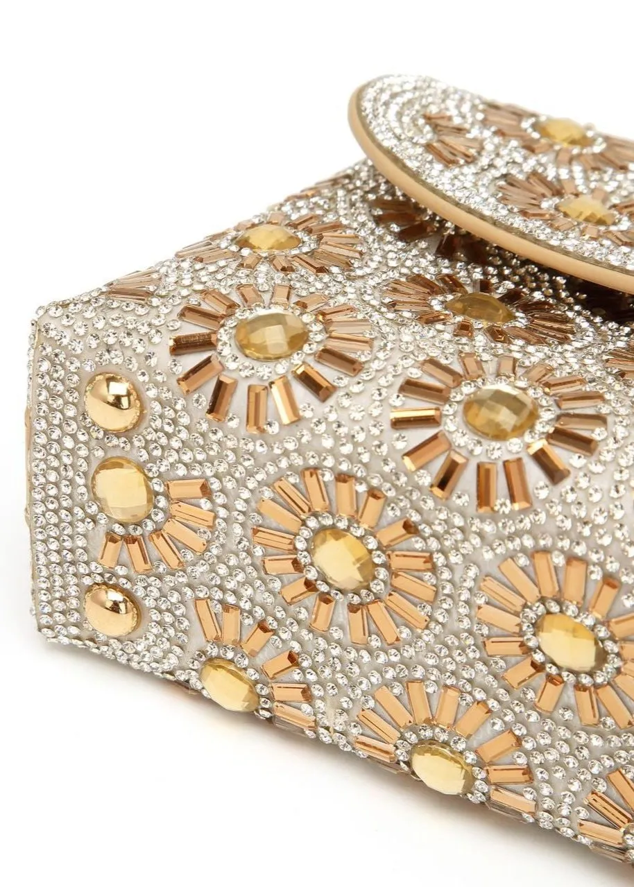 Soleil - Gold Crystal Chain Shoulder Bag