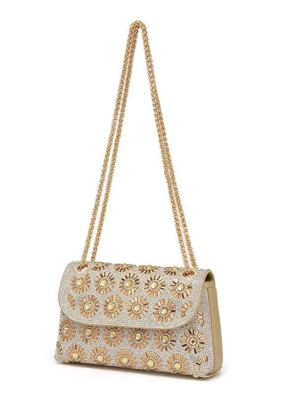 Soleil - Gold Crystal Chain Shoulder Bag