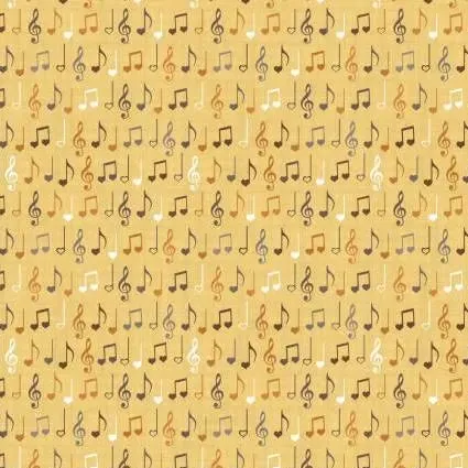 Song Bird - Yellow Musical Notes by Camelot Fabrics by the yard 3330