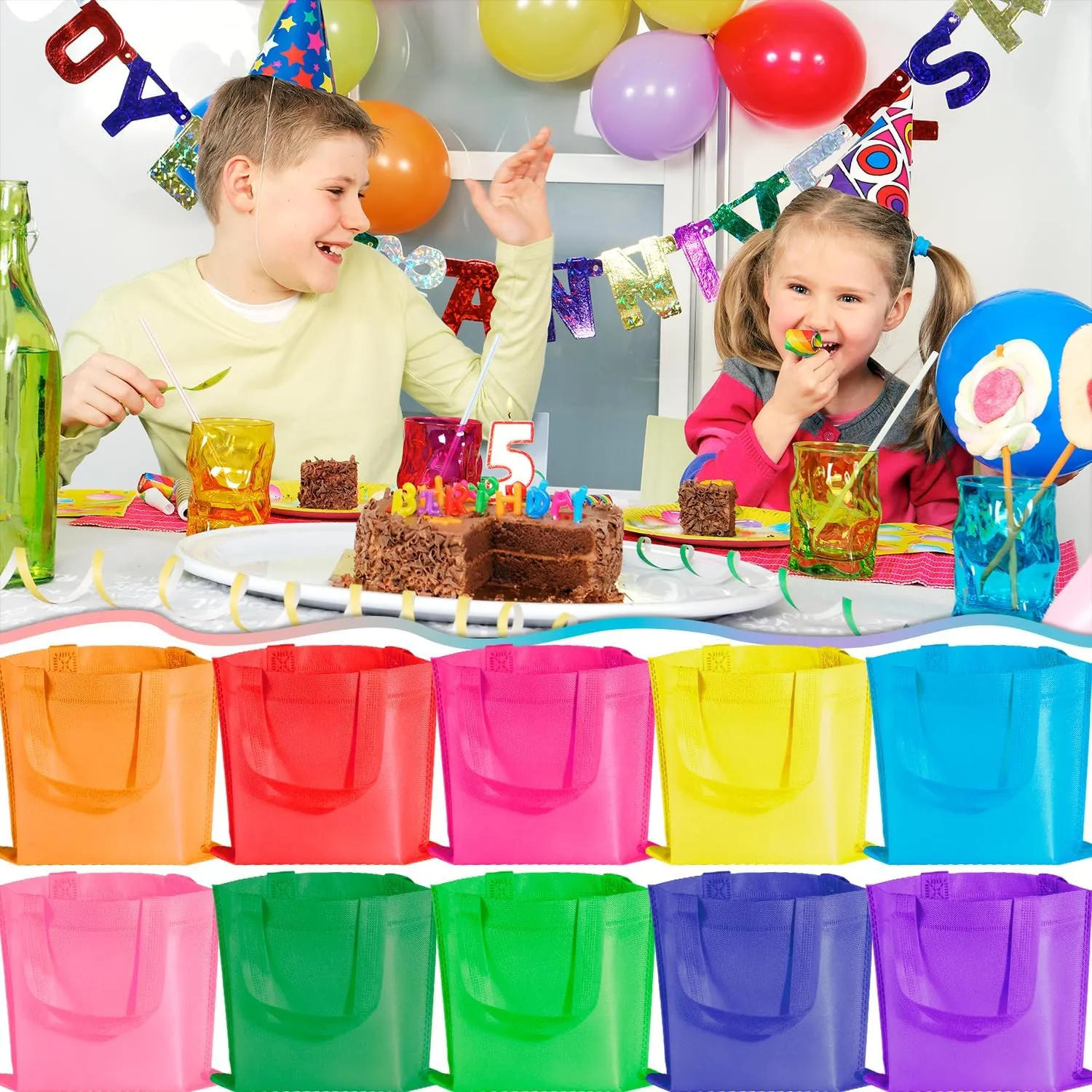 SPERPAND 30Pcs Small Gift Bags with Handles, Holiday Gift Bag Treat Tote Party Favor Bags Goodie Bags for Kids Birthday, Baby Shower, Easter Bag