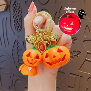 Spooky Sparkle Pumpkin LED Keychain