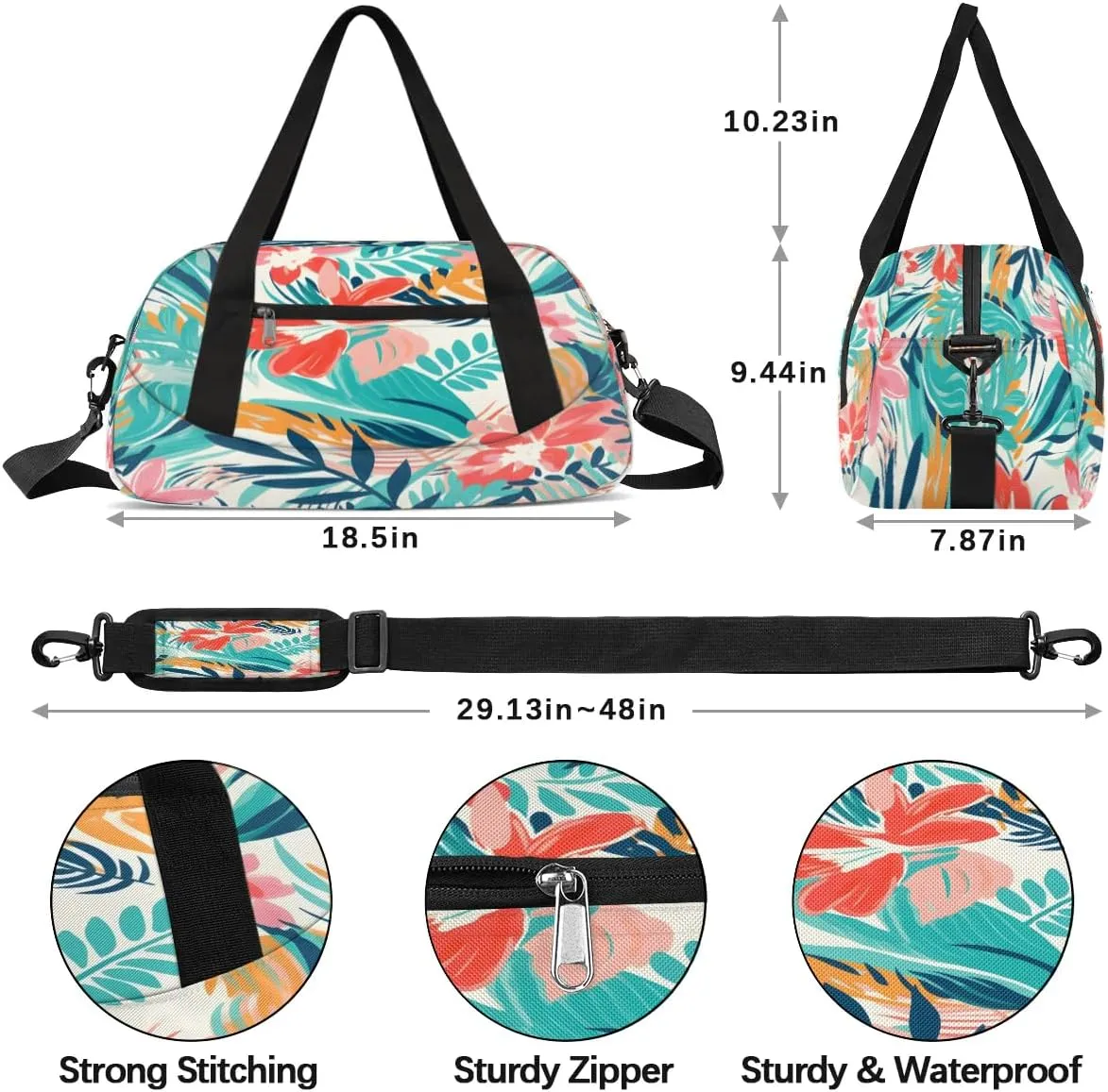 Sport Duffel Bag Colorful Palm Leaves Kids Gym Bag Weekender Overnight Bags for Boys Girls Teens Carry On Workout Travel Bag