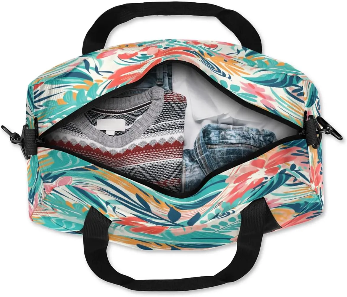 Sport Duffel Bag Colorful Palm Leaves Kids Gym Bag Weekender Overnight Bags for Boys Girls Teens Carry On Workout Travel Bag