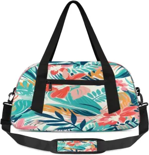Sport Duffel Bag Colorful Palm Leaves Kids Gym Bag Weekender Overnight Bags for Boys Girls Teens Carry On Workout Travel Bag