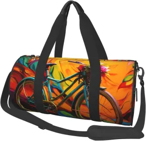 Sports Gym Bag for Women Men Travel Duffel Bag Tote Weekender Bag Carry on Overnight Bag for Travel Swimming Fitness Workout Sports Colorful bicycle Duffle Bag