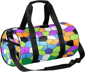 Stained Glass Colorful Gym Bag Small Gym Duffel Bags for Men Women Overnight Weekender Workout Bag Lightweight Sport Duffle Bag Carry On Gymbag