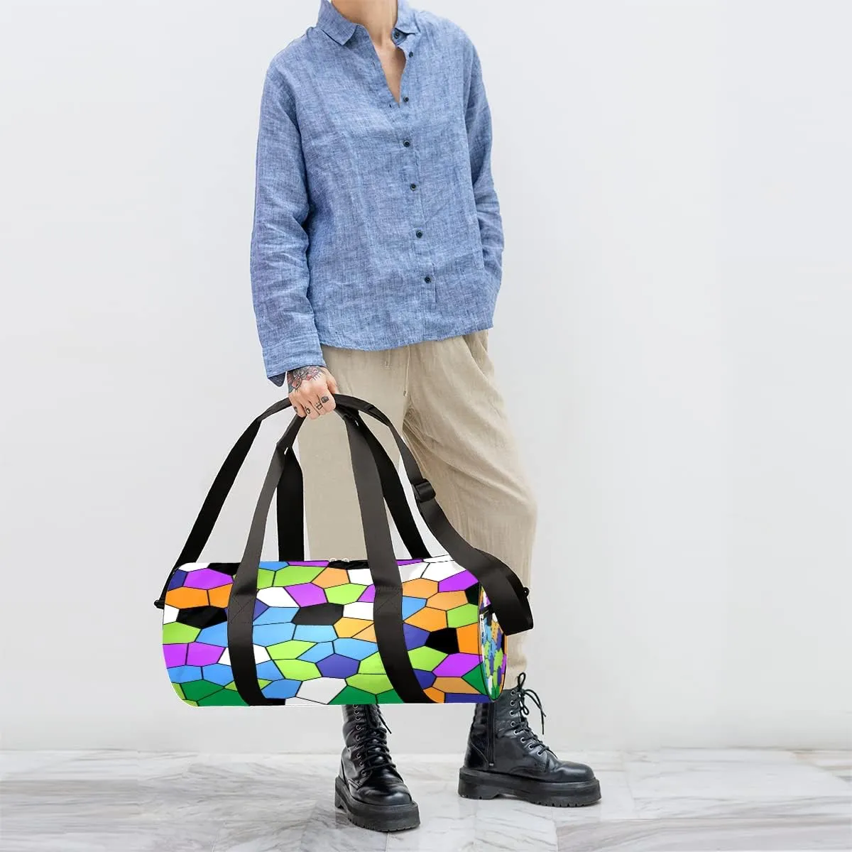Stained Glass Colorful Gym Bag Small Gym Duffel Bags for Men Women Overnight Weekender Workout Bag Lightweight Sport Duffle Bag Carry On Gymbag
