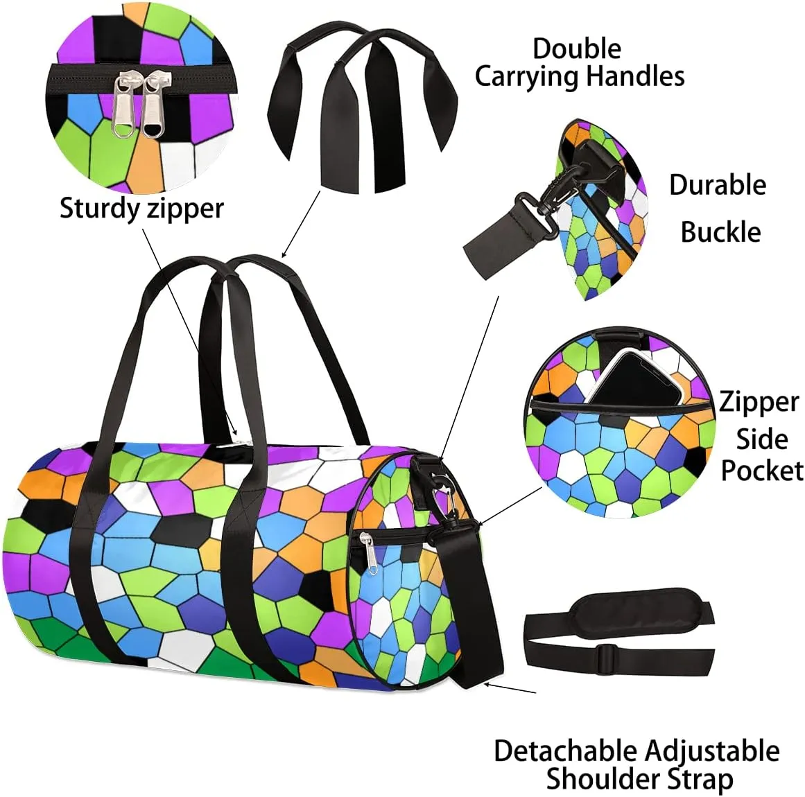 Stained Glass Colorful Gym Bag Small Gym Duffel Bags for Men Women Overnight Weekender Workout Bag Lightweight Sport Duffle Bag Carry On Gymbag