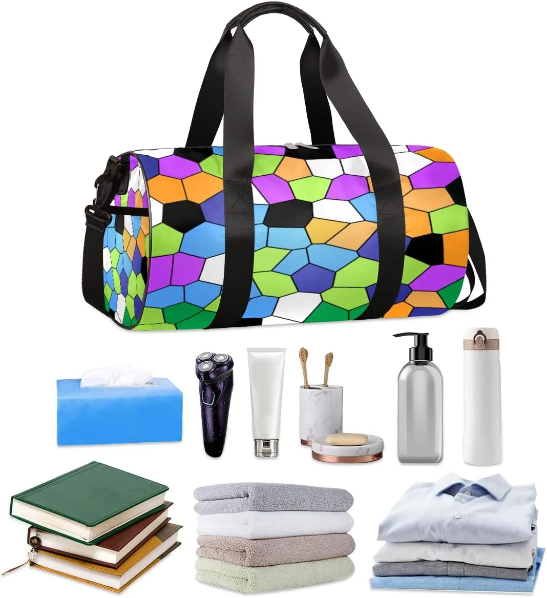Stained Glass Colorful Gym Bag Small Gym Duffel Bags for Men Women Overnight Weekender Workout Bag Lightweight Sport Duffle Bag Carry On Gymbag