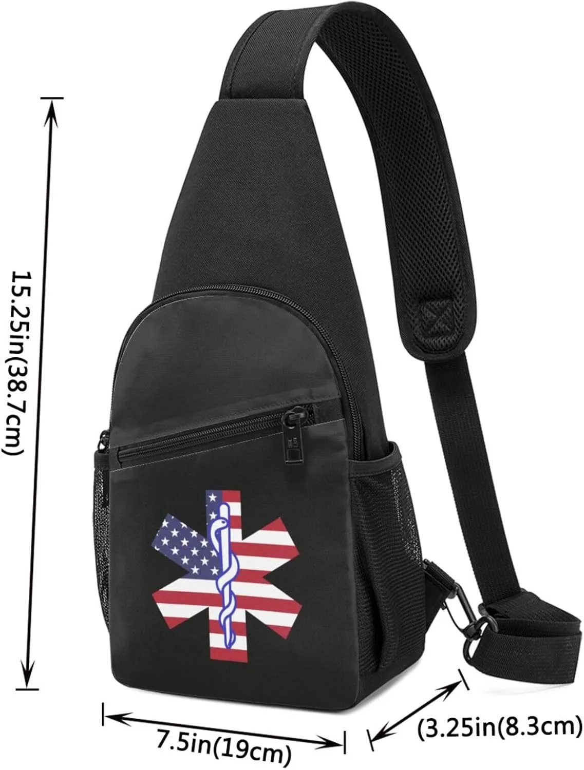 Star of Life EMT Paramedic Medic Chest Pack Leisure Shoulder Crossbody Chest Bag, Black