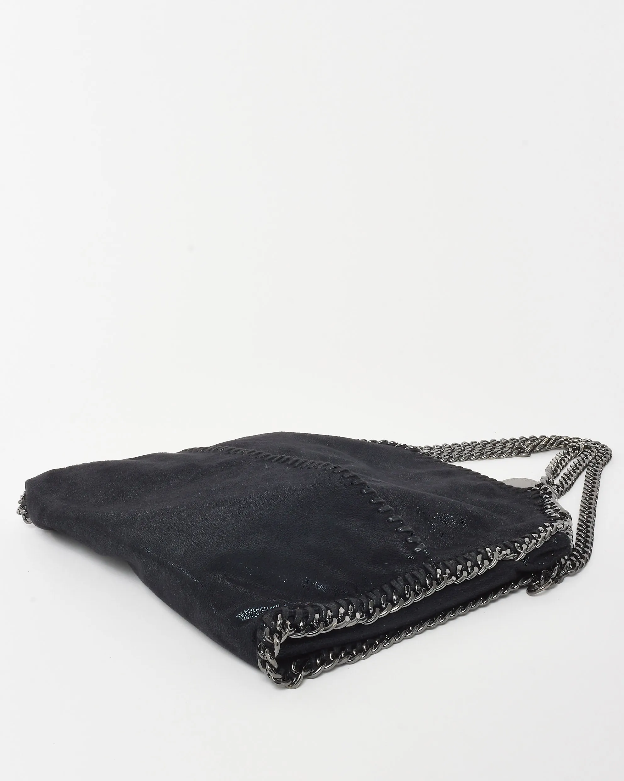 Stella McCartney Black Vegan Leather Falabella Fold Over Shoulder Bag
