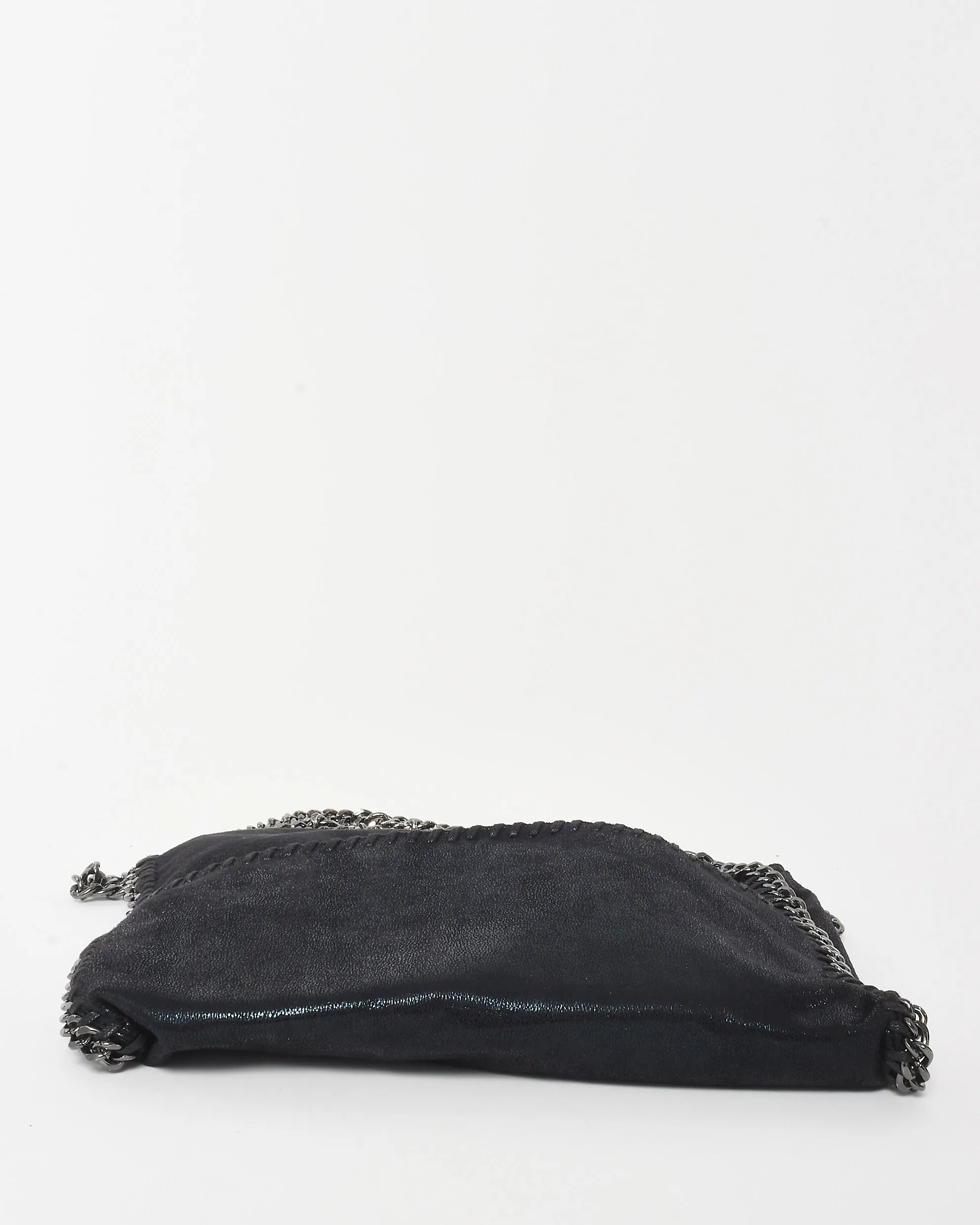 Stella McCartney Black Vegan Leather Falabella Fold Over Shoulder Bag