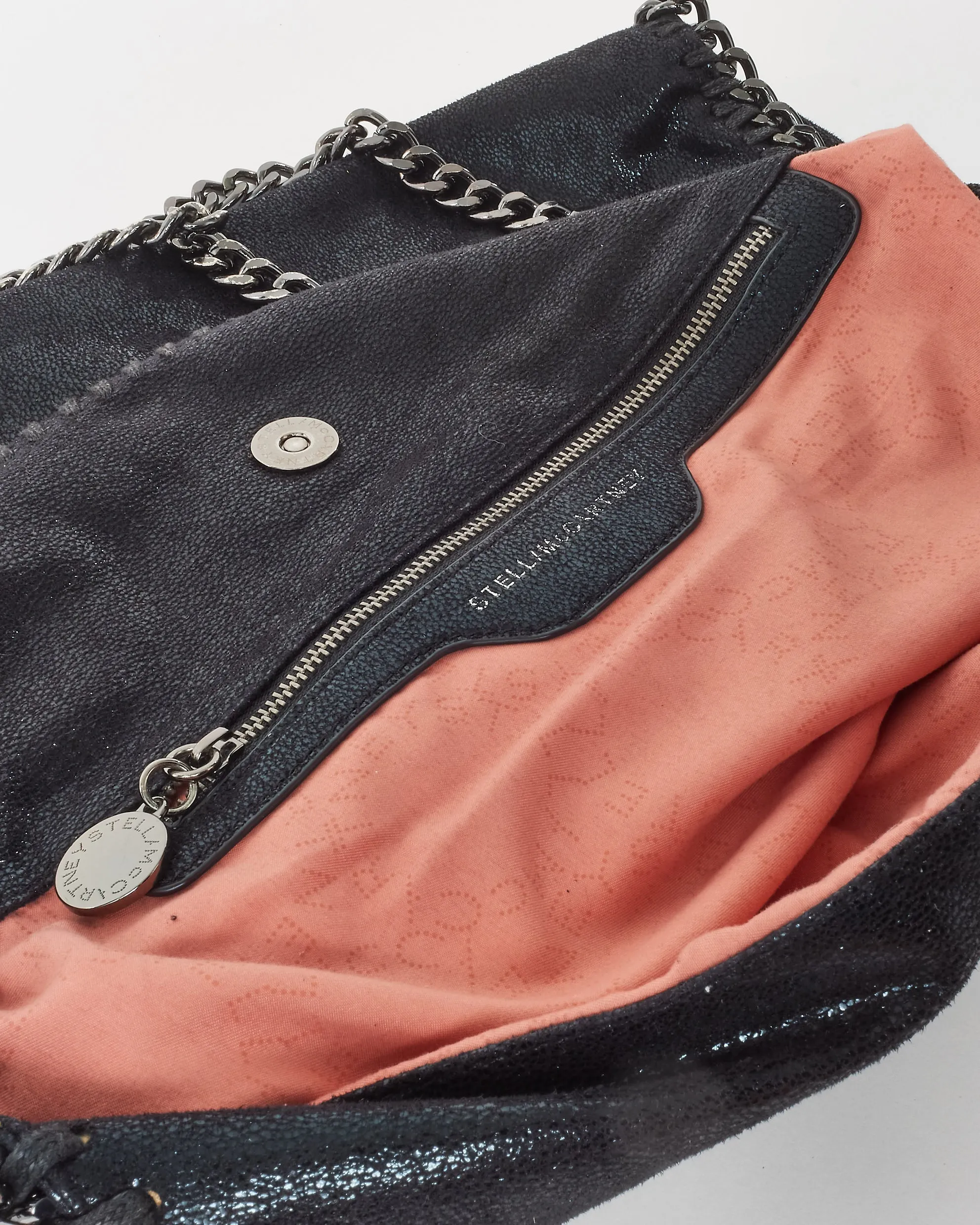 Stella McCartney Black Vegan Leather Falabella Fold Over Shoulder Bag