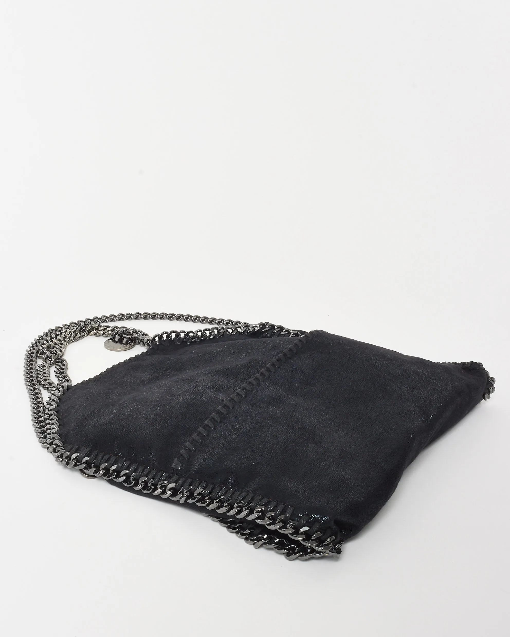 Stella McCartney Black Vegan Leather Falabella Fold Over Shoulder Bag