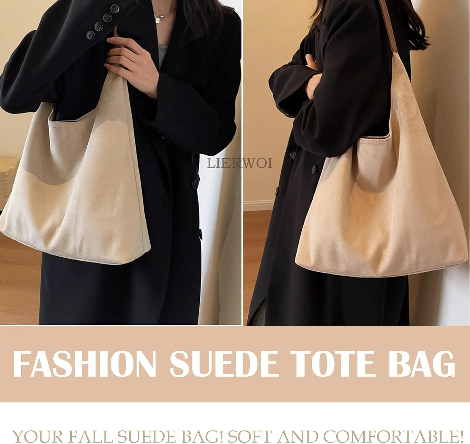 Suede Bags for Women, 2025 New Suede Tote Bag for Women, Retro Slouchy Office Shoulder Top-handle Tote Handbags