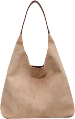 Suede Bags for Women, 2025 New Suede Tote Bag for Women, Retro Slouchy Office Shoulder Top-handle Tote Handbags