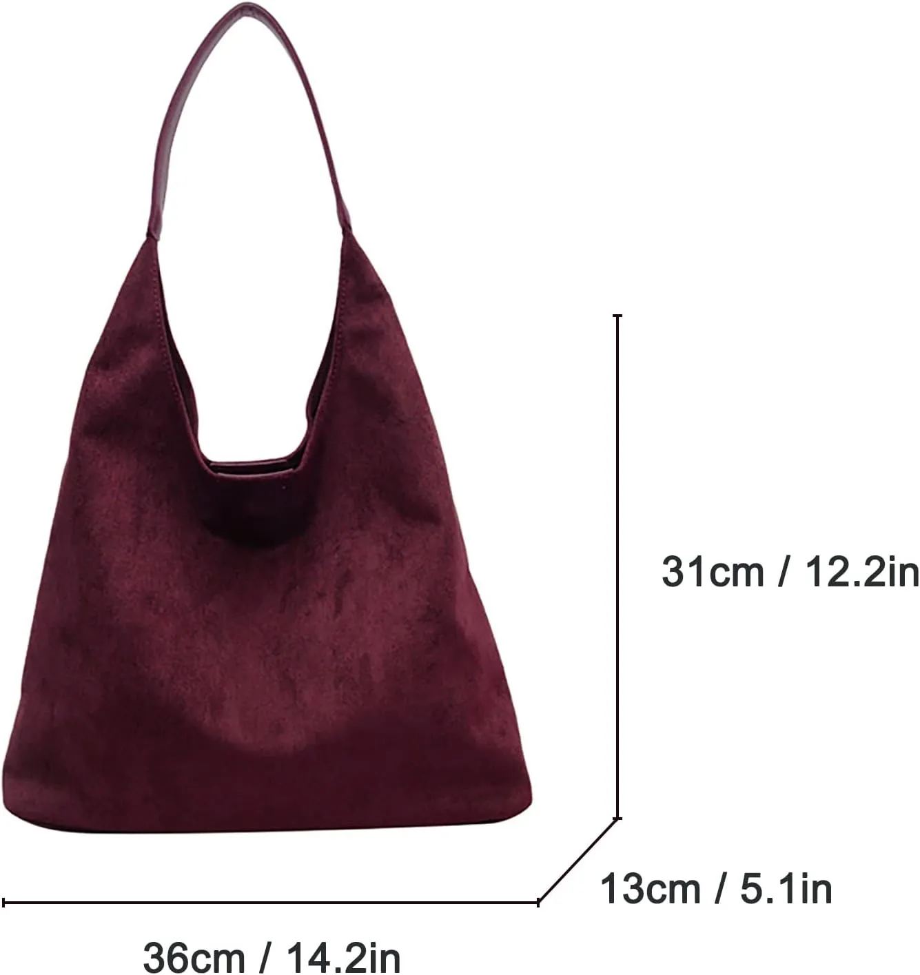 Suede Bags for Women - Brown Suede Tote and Shoulder Bag with Zipper Purse